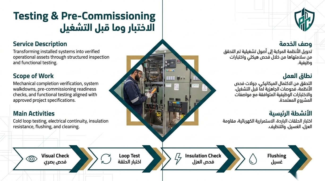 Testing, Pre-Commissioning & Commissioning